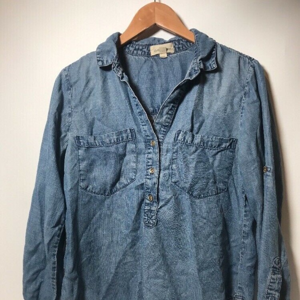 ANTHROPOLOGIE CLOTH AND STONE CHAMBRAY PULLOVER M